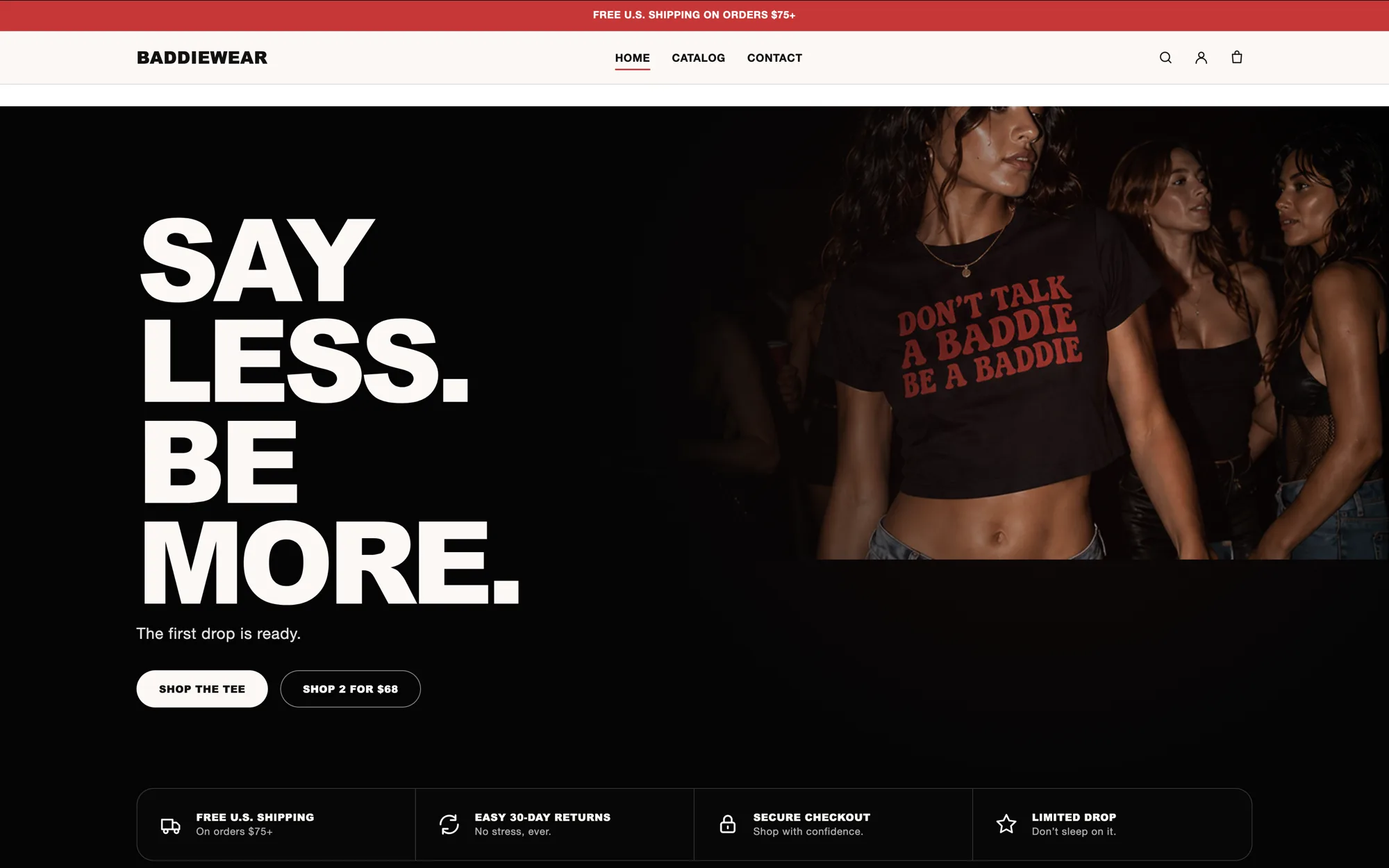 BaddieWear homepage hero