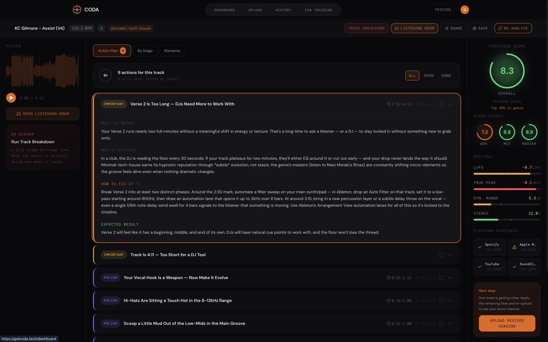 CODA Listening Room interface