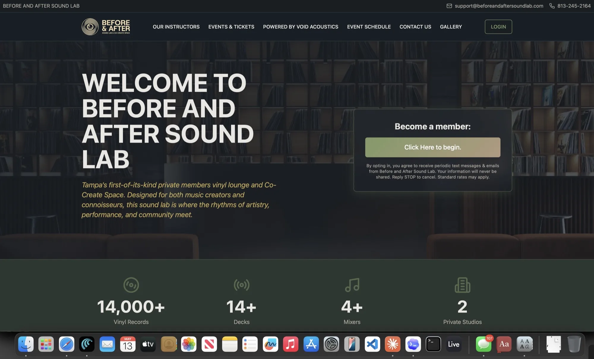 Soundlab members welcome page